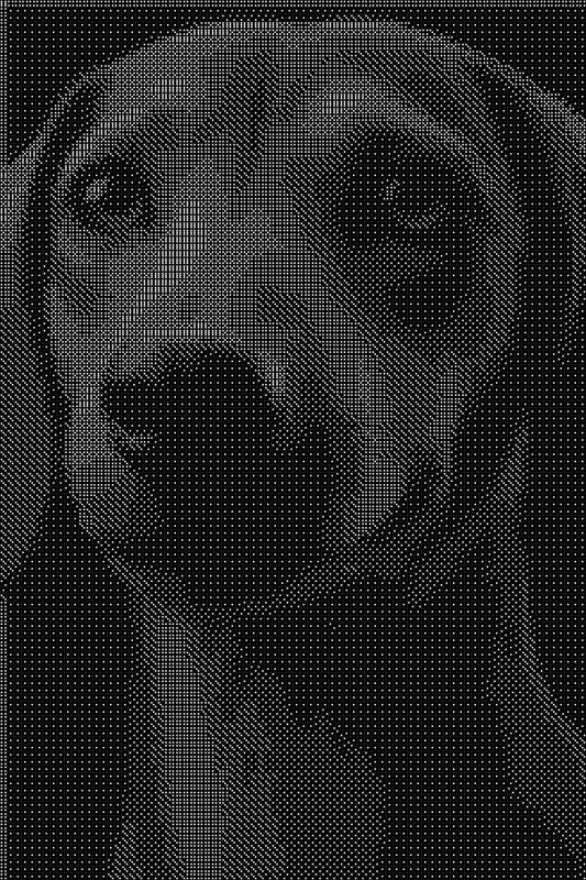 Dog 5 Dice Art- Handcrafted Dice Mosaic using 10,000+ Dice, Two Size Options