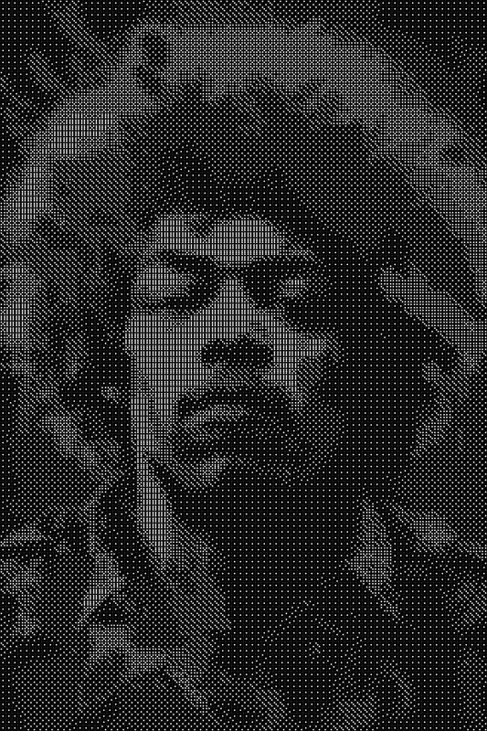 Jimi Hendrix 3 Dice Art- Handcrafted Dice Mosaic using 10,000+ Dice, Two Size Options