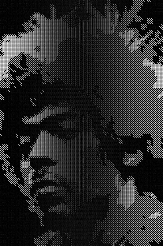 Jimi Hendrix 4 Dice Art- Handcrafted Dice Mosaic using 10,000+ Dice, Two Size Options