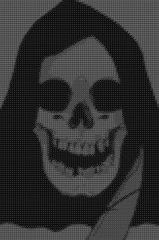 Skeleton 4 Dice Art- Handcrafted Dice Mosaic using 10,000+ Dice, Two Size Options