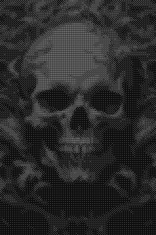 Skull 2 Dice Art- Handcrafted Dice Mosaic using 10,000+ Dice, Two Size Options