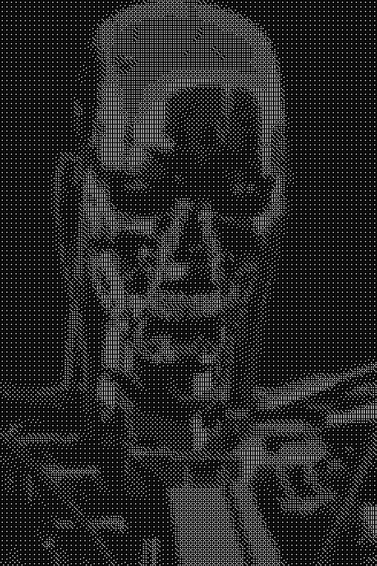 Terminator 3 Dice Art- Handcrafted Dice Mosaic using 10,000+ Dice, Two Size Options
